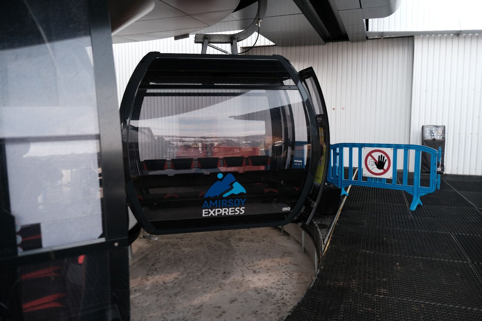 Gondola ready to ascend into mist-covered slopes of the Tien Shan